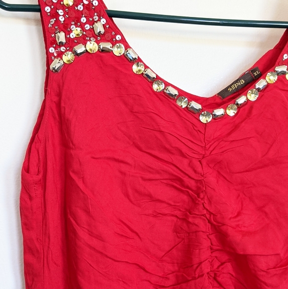 SEPIA, Red dress with sequins, size: XL - Picture 7 of 9